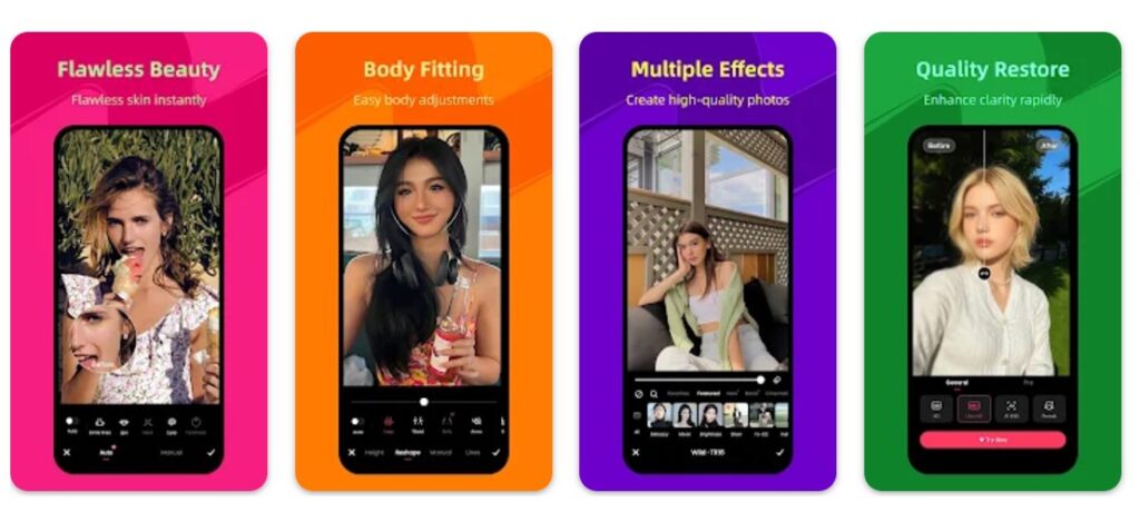 Meitu's app functions as displayed on Google Play marketplace