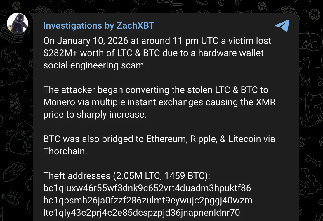 $282M in Bitcoin and Litecoin stolen in hardware wallet social engineering scam - 1