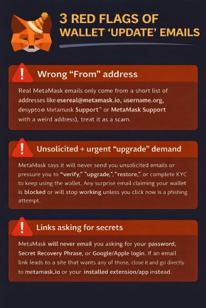 MetaMask warns of three red flags