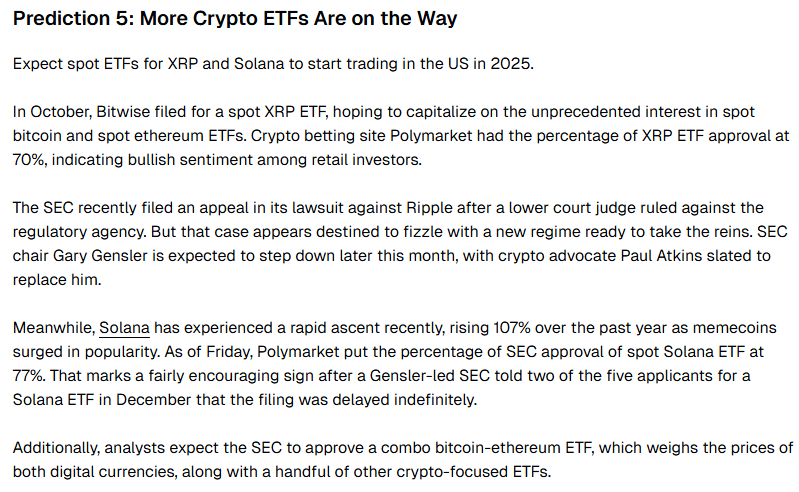 Gemini predictions regarding ETF