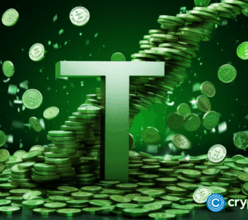 Crypto news T letter green coins and trading chart background white and green color v52 1 360x320