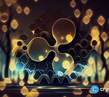 Crypto news ripple sign blurry background low poly sty 360x320