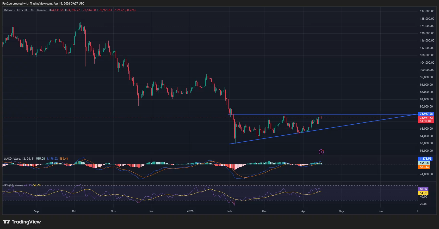 Bitcoin price has formed a descending triangle pattern on the daily chart.