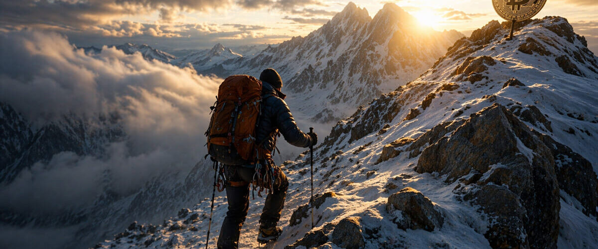 Bitcoin ascent mountain climber 1200x500