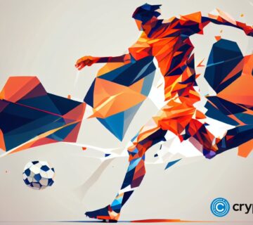 Crypto news football player kick a ball bright blurry background low poly style 1 360x320
