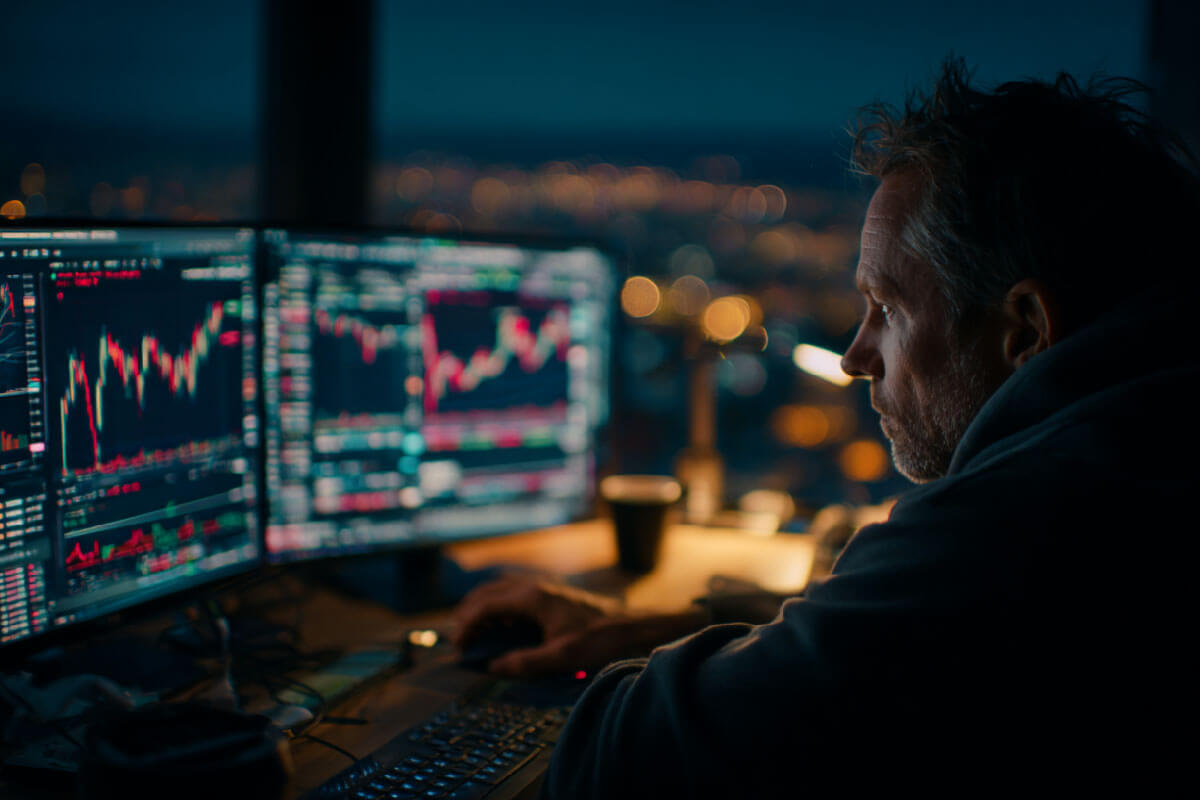 Trader at desk